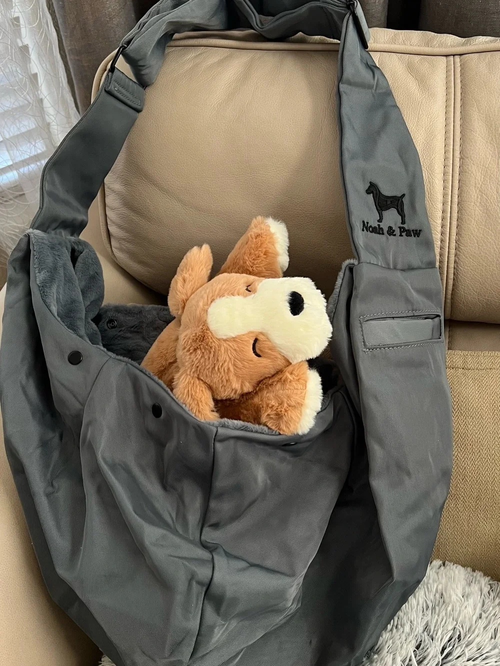 Gray Dog Sling Carrier — Hands-Free Pet Travel